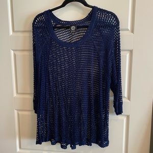 Like new Bobeau open weave sweater navy blue